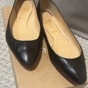Christian Louboutin Black Leather Flats worn